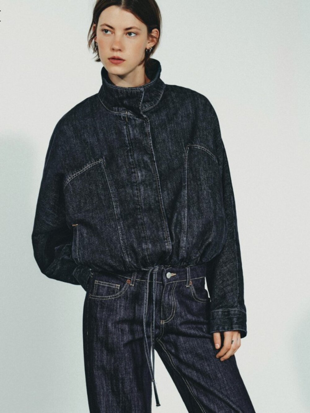 ZARA TRF DENIM JACKET IN DARK INDIGO SIZE SMALL